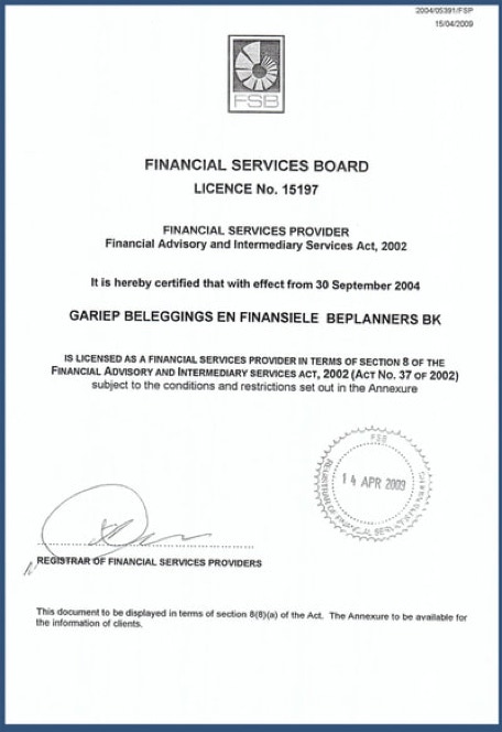Gariep FSP License